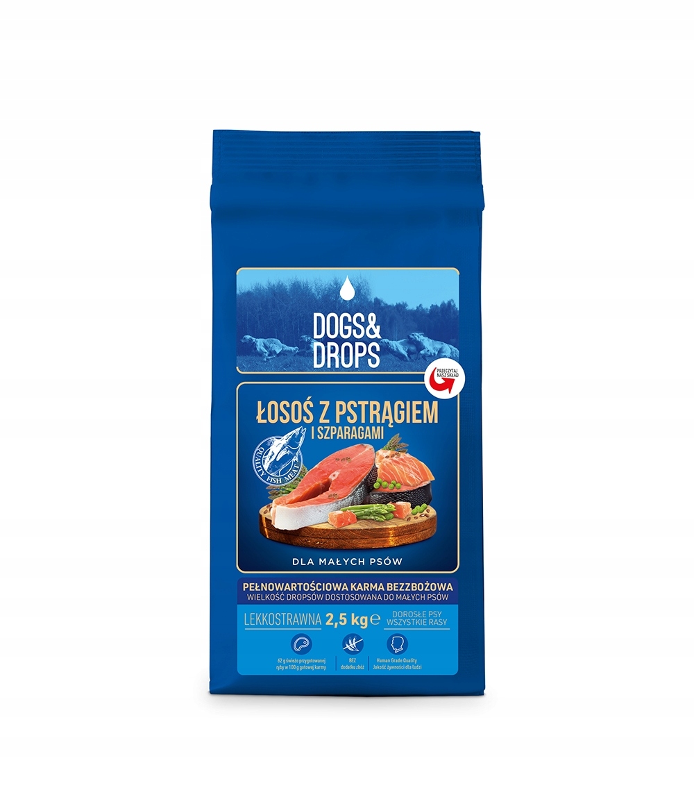Sucha karma Dogs&Drops Łosoś i Pstrąg 2,5 kg, drobna