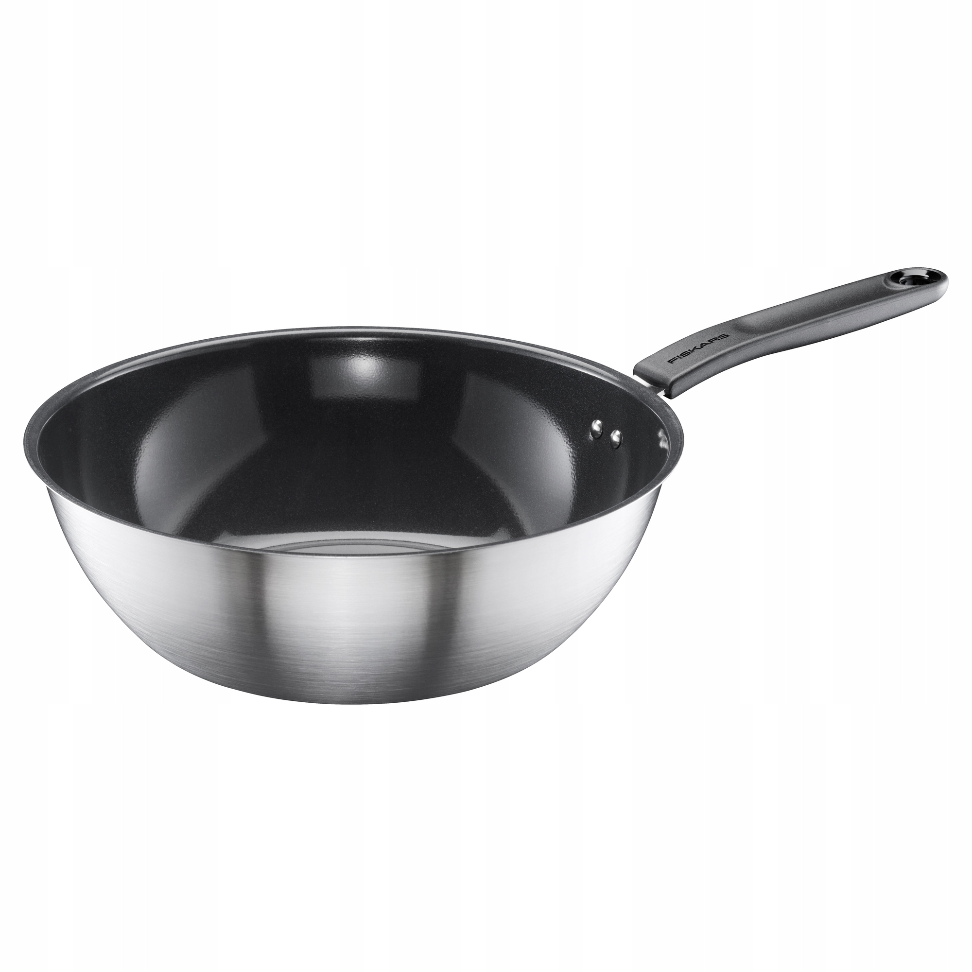 Panvica wok Fiskars Functional Form 28 cm s povrchovou úpravou Ceratec nerezová oceľ