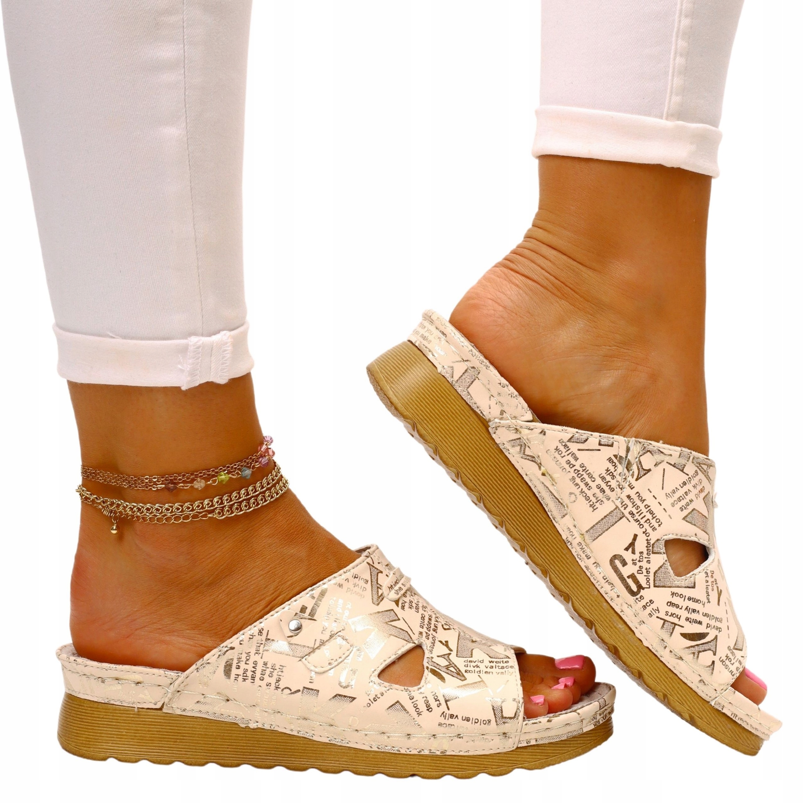 DAMSKIE KLAPKI WYGODNE WK. SKÓRA BUTY MODNE SZYTE LEKKIE Marka inna