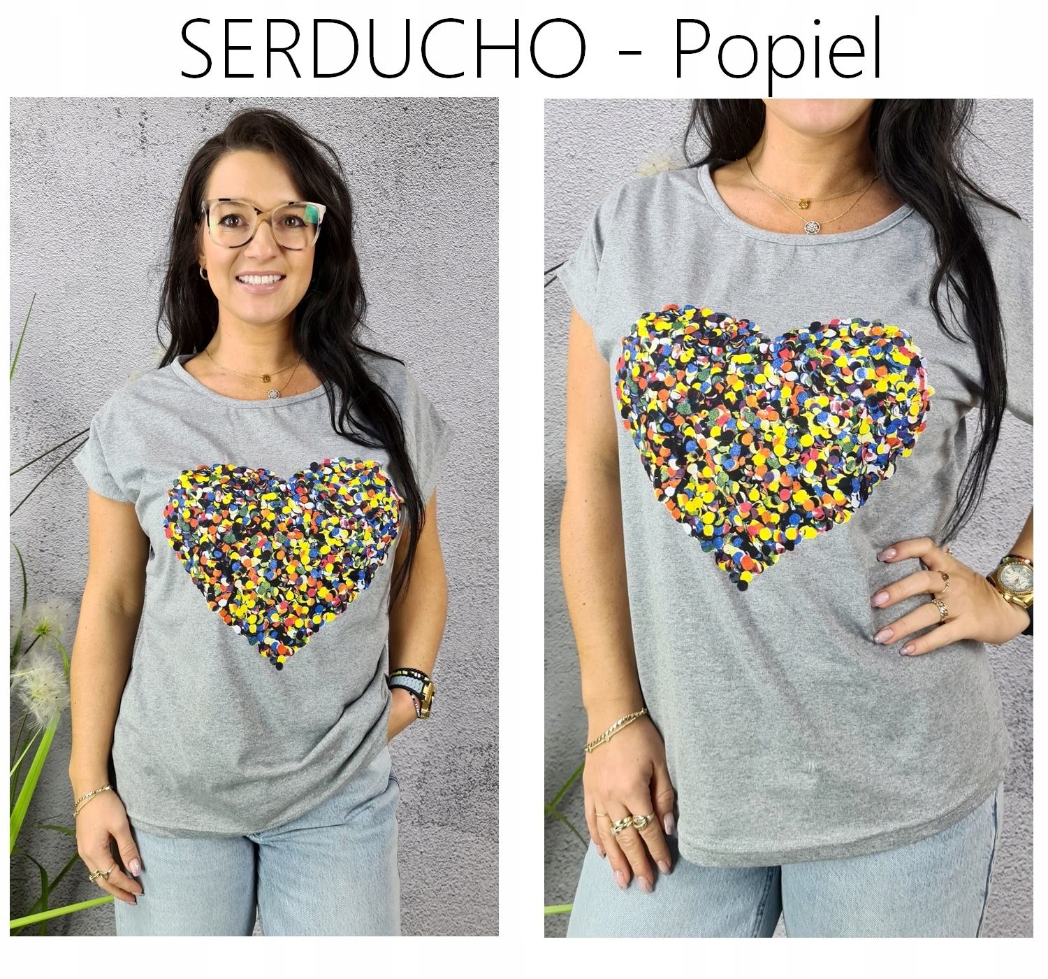 BLUZKA koszulka KOBIECY TSHIRT TOP print WZORY 3XL Dekolt okrągły