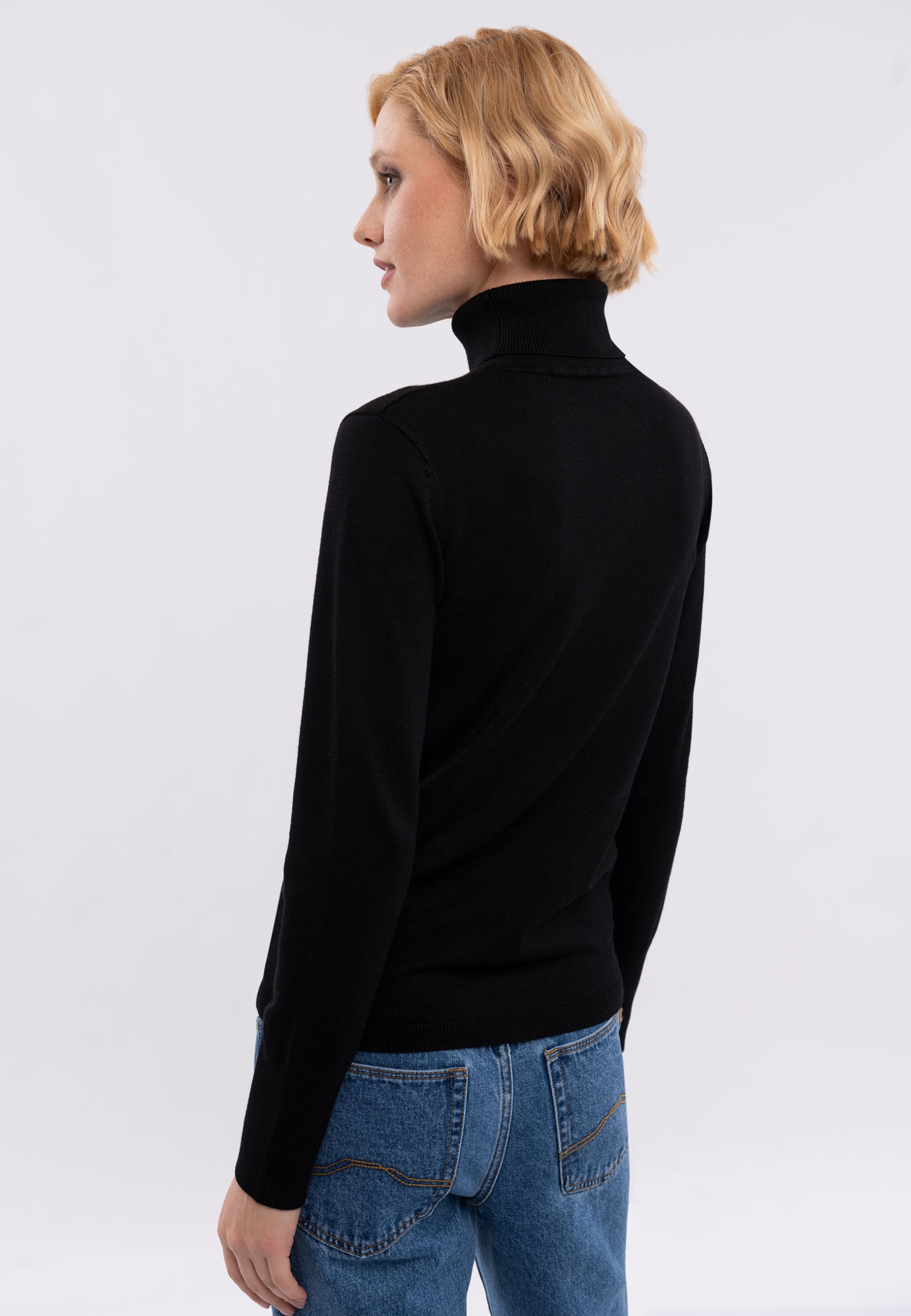 DAMSKI GOLF GŁADKI WISKOZA BASIC CZARNY VOLCANO S-JULI 3XL Rozmiar 3XL