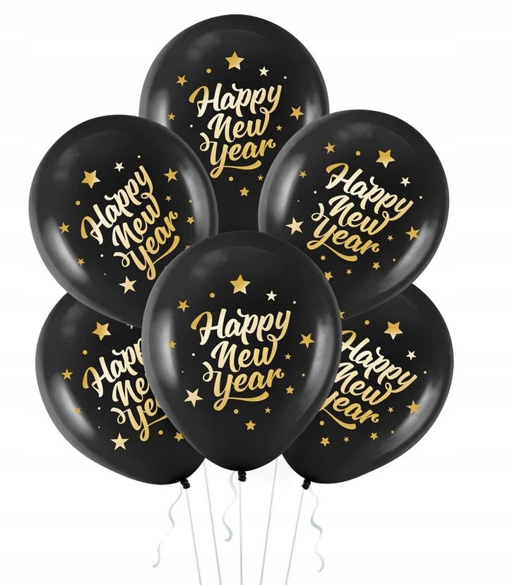 

Balony Na Sylwestra Czarne Happy New Year 6 szt.