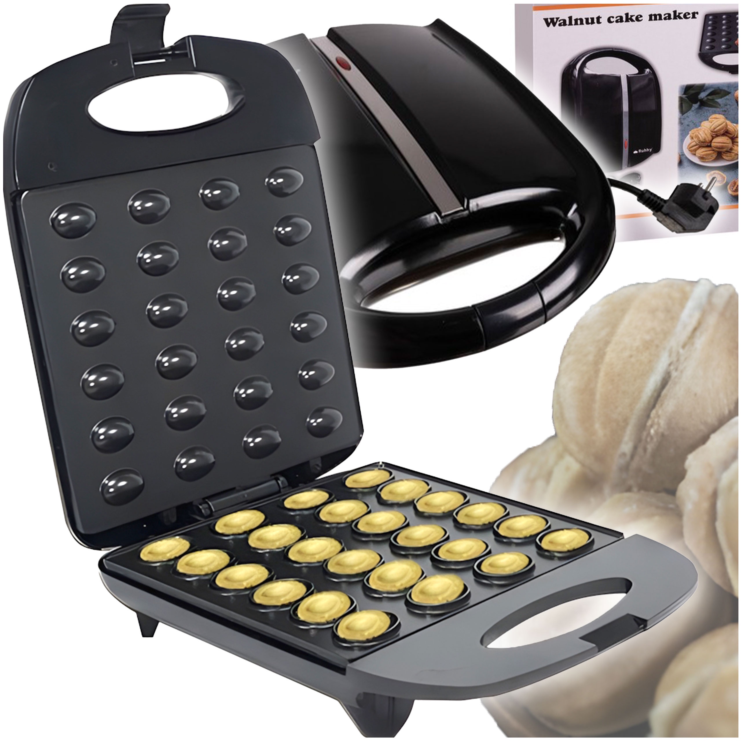 toustovač na pečení cookies/ořechů 1600 W Elektrická forma na koláče velká na 24 kusů půlek