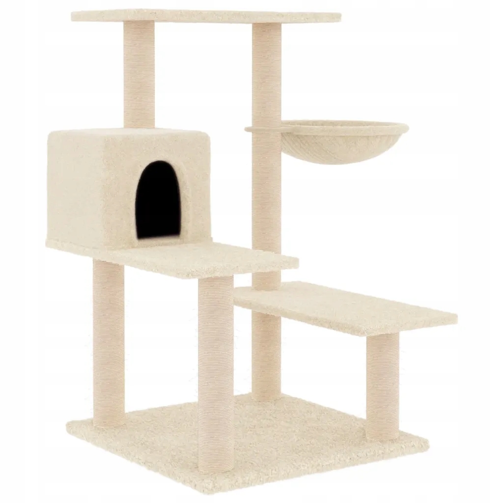 Levně Škrabadlo pro kočky sisalovými sloupky, krémové, 82,5 cm