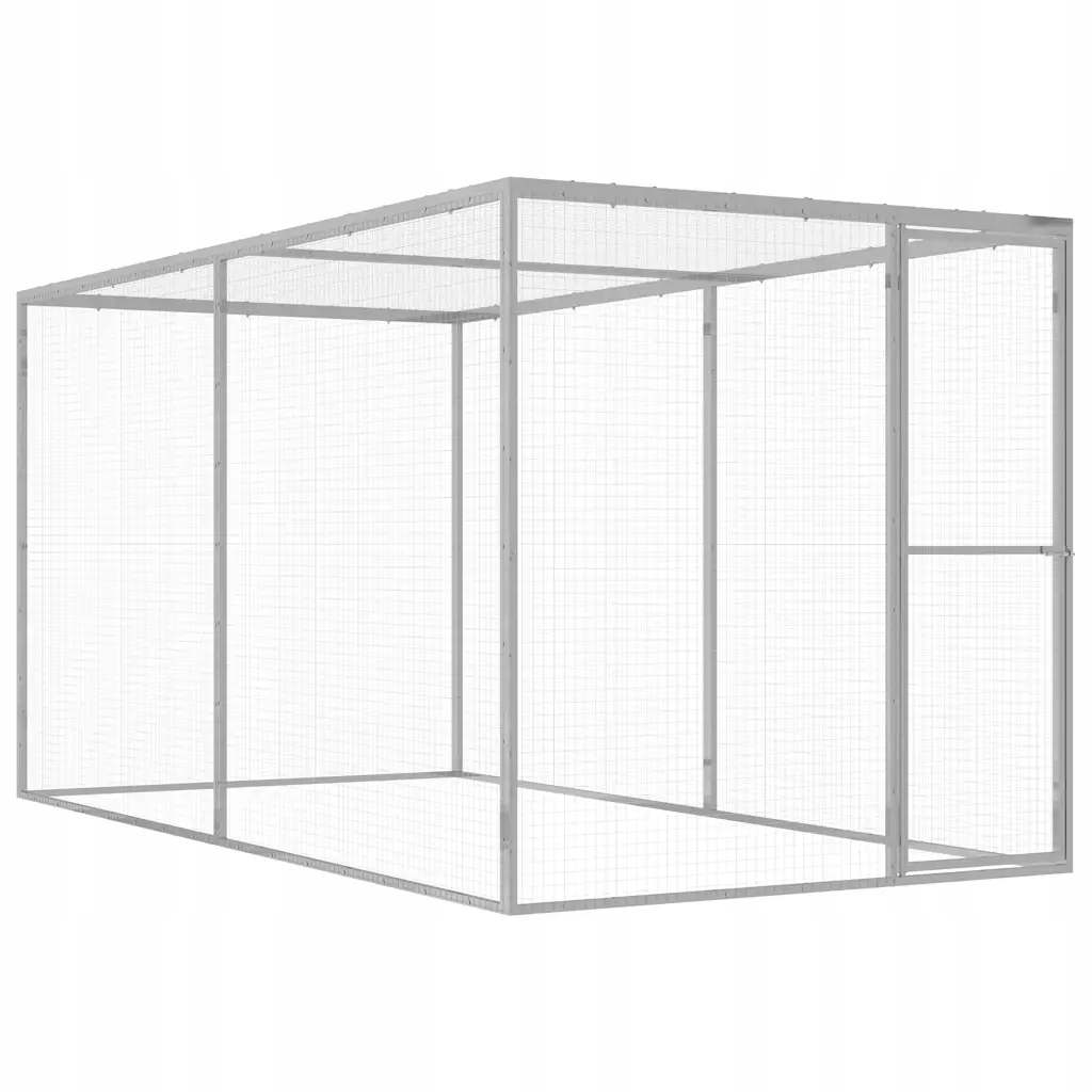 Odolná klec pro kočky z galvanizované oceli, stříbrná, 3x1,5x1,5 m
