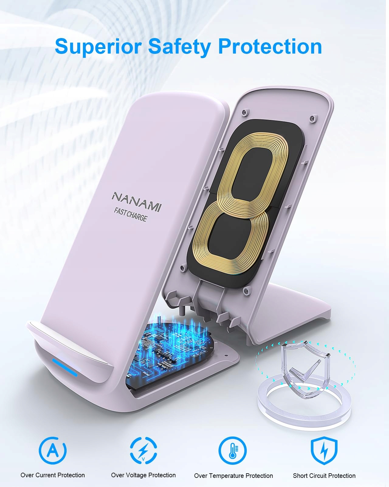 NANAMI Szybka Ładowarka Bezprzewodowa 10W Samsung iPhone Google Pixel LG — miniatura 4