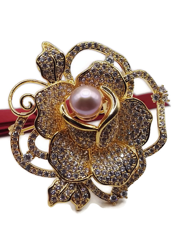 Luxusní Brož Přívěsek S Květinou A Růží 18K Gp Dárek Krabička