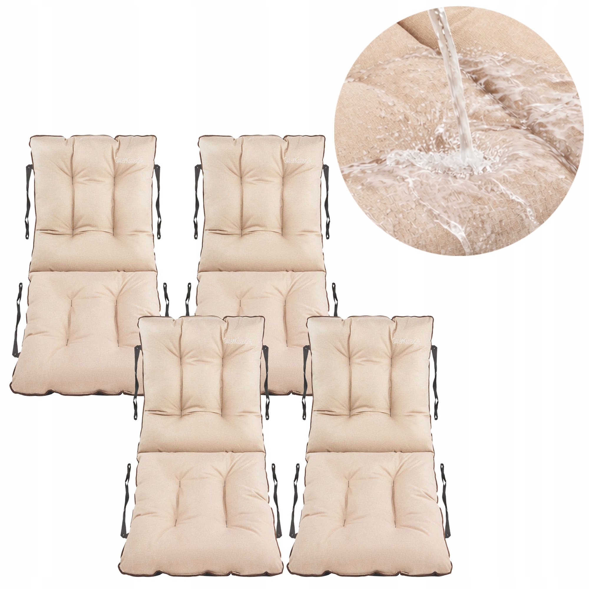 Set polštář Voděodolná na zahradní židli 48x48x48 Len Béžová 4ks
