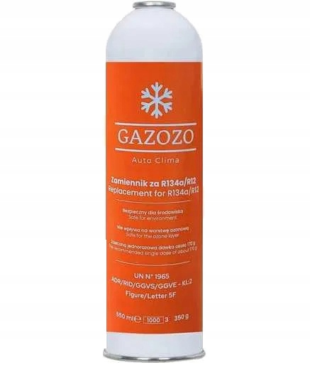 

Gaz do nabicia klimatyzacji aucie z R134a czynnik