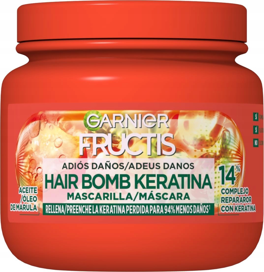 Garnier Hydratační maska Fructis pro rovné vlasy bez parabenů 300 ml