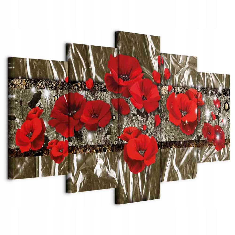 Obraz 5 Částí Triptych Květina 3D Maki Abstrakce Moderní Obývací Pokoj 200x100