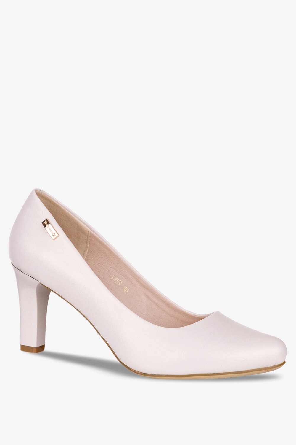 CZÓŁENKA DAMSKIE NA SŁUPKU SKÓRZANA WKŁADKA ELEGANCKIE KREMOWE MODNE r 38 Stan opakowania oryginalne