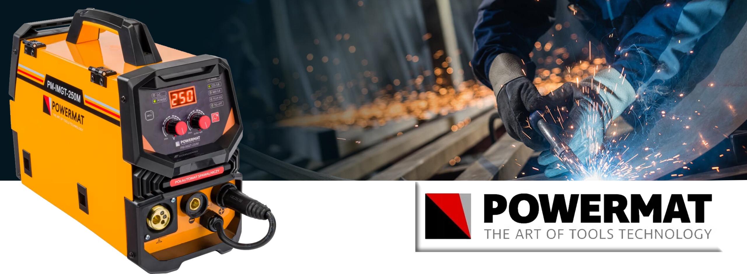 SPAWARKA INWERTOROWA MIG POWERMAT FLUX 250A 230V Wysokość 330 mm