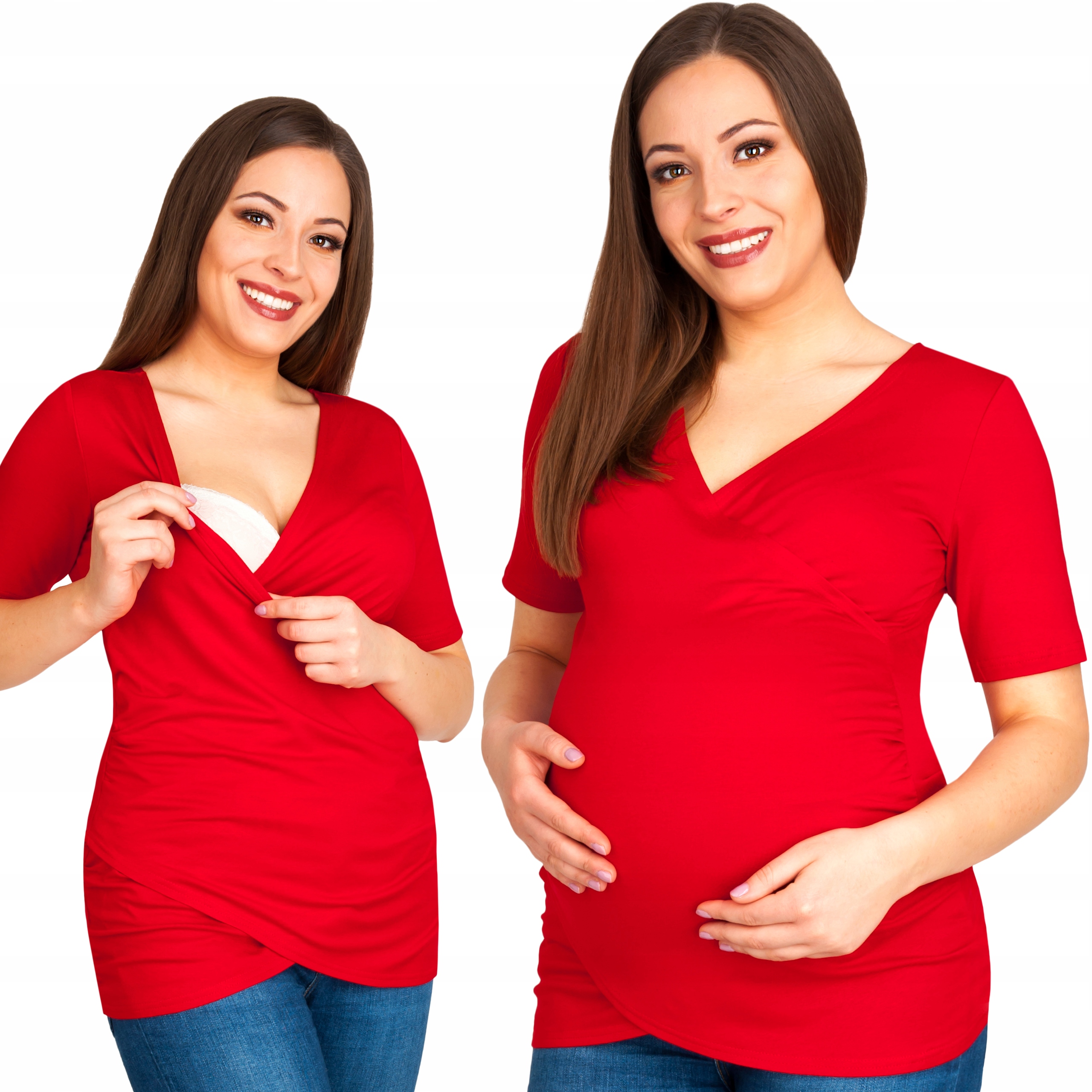 

Bluzka Ciążowa Rozm 2XL/3XL Karmienia Krótki Rękaw