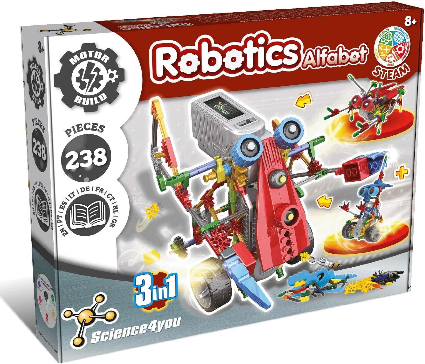 Science4you Alfabot 3 w 1 zestaw konstrukcyjny robot 238 elementów od 8 lat