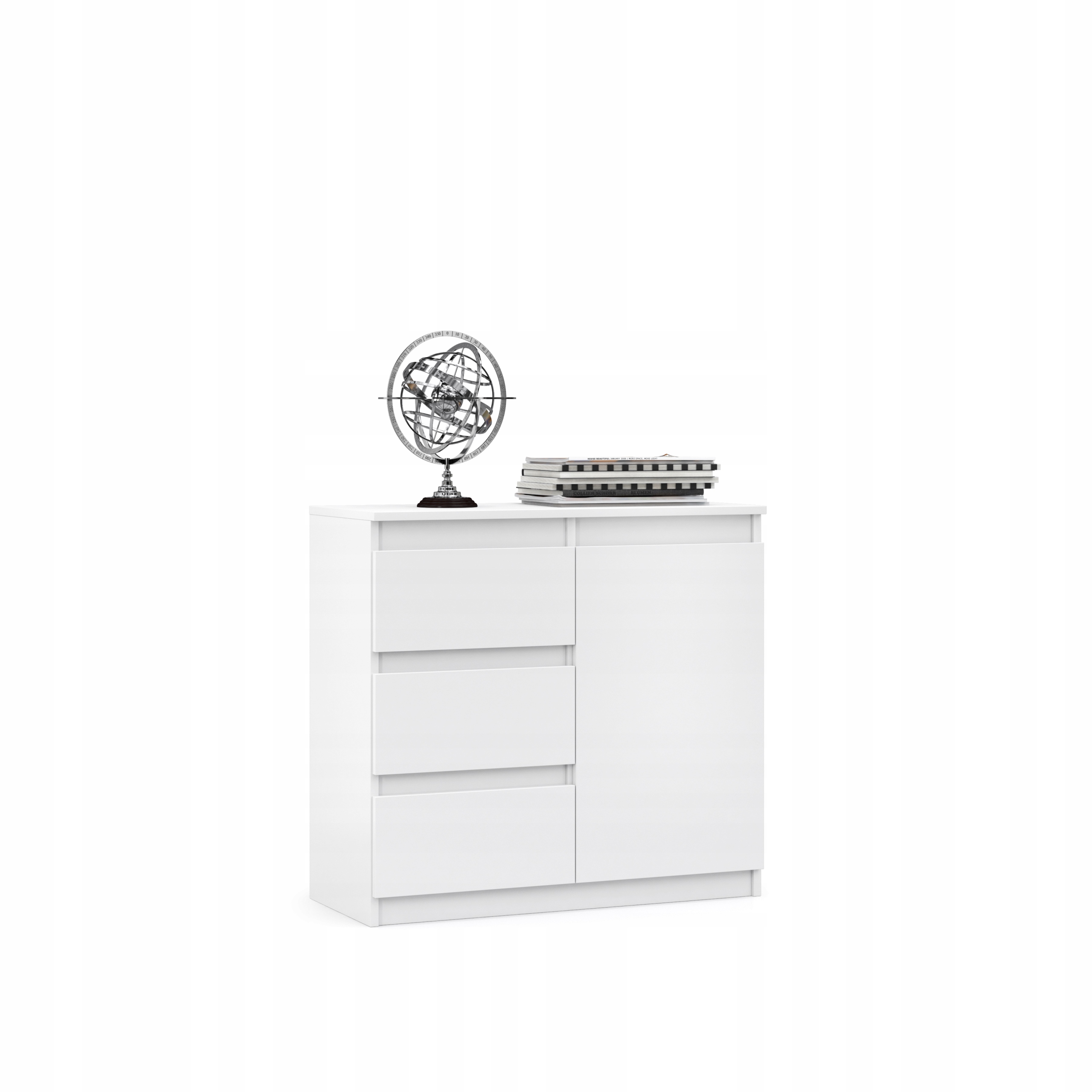 ZESTAW DUŻA POJEMNA KOMODA SZAFKA RTV SZUFLADY DRZWI BIAŁA 200 cm Kolekcja KLASYCZNA