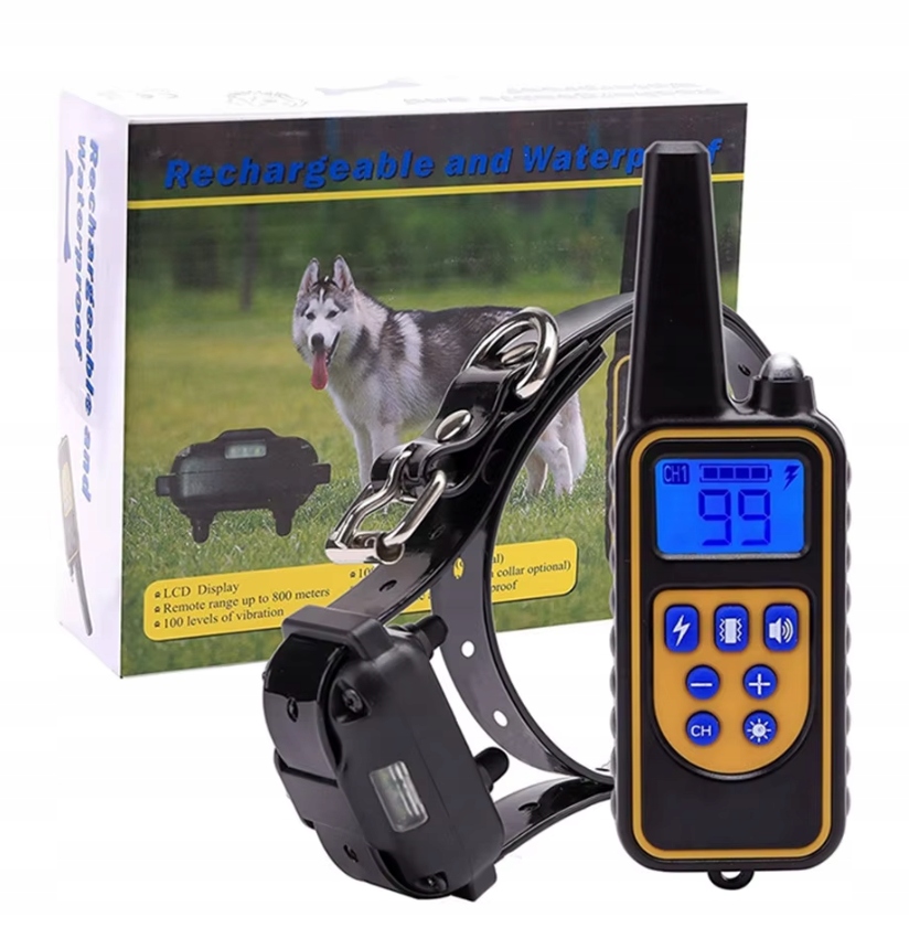 Levně Elektrický Výcvikový Obojek Pro Psa 800 M, Voděodolný, Protištěkací, Dálkové Ovládání