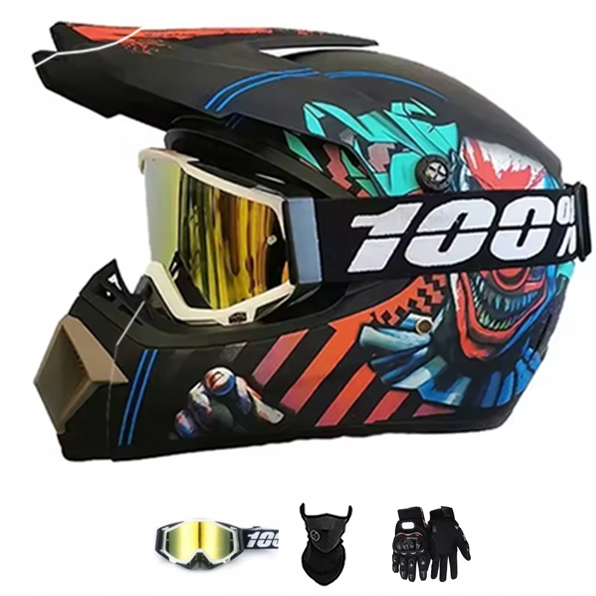 Motocyklová Přilba Lehká Enduro Quada Brýle Rukavice Maska XL