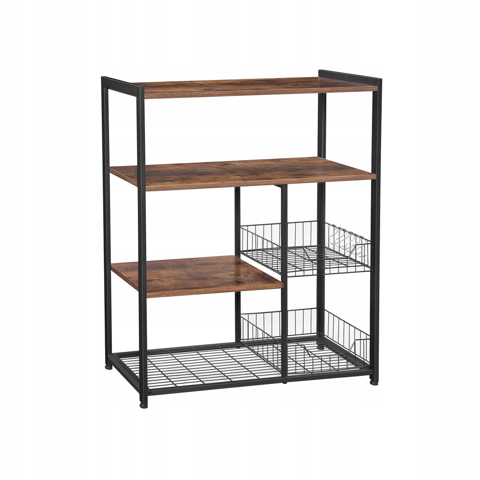 Regál s 2 kovovými košíkmi zo sieťoviny 80x35x95 cm rustikálny hnedý