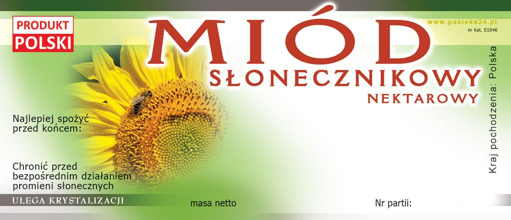 

Etykiety na Miód Słonecznikowy (100szt) - E1046
