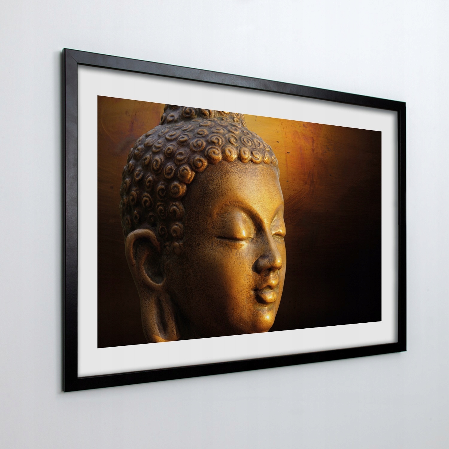 Obraz v rámu na zeď Hlava buddha zlato 100x70