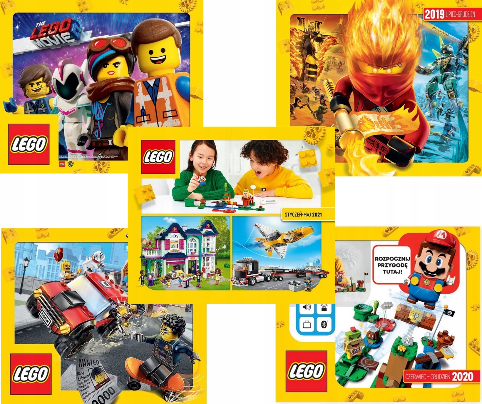 9 x LEGO katalog 2020 - 2024 + naklejki LEGO