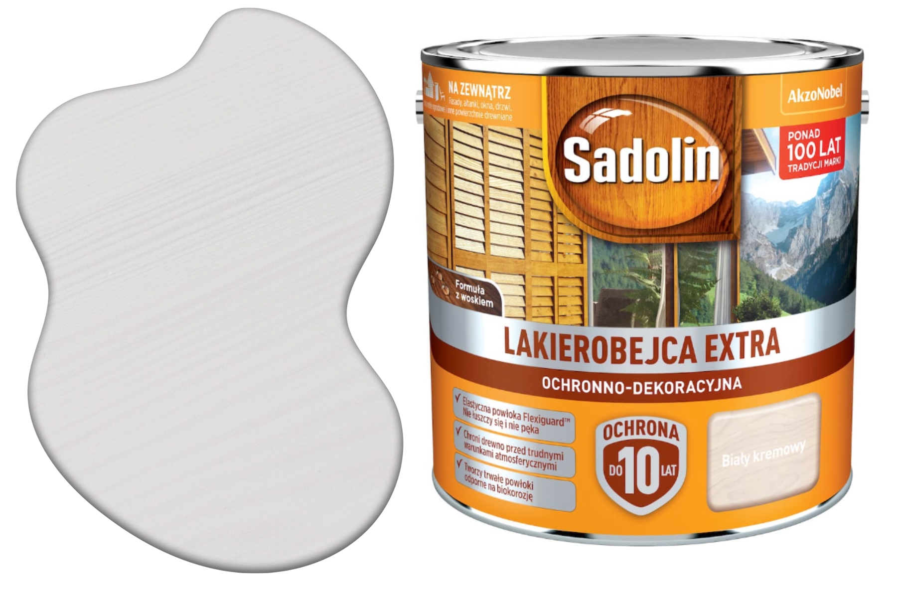 Wydajna Lazura Do Drewna Extra Ochronna Dekoracyjna Bialy Kremowy 2,5L