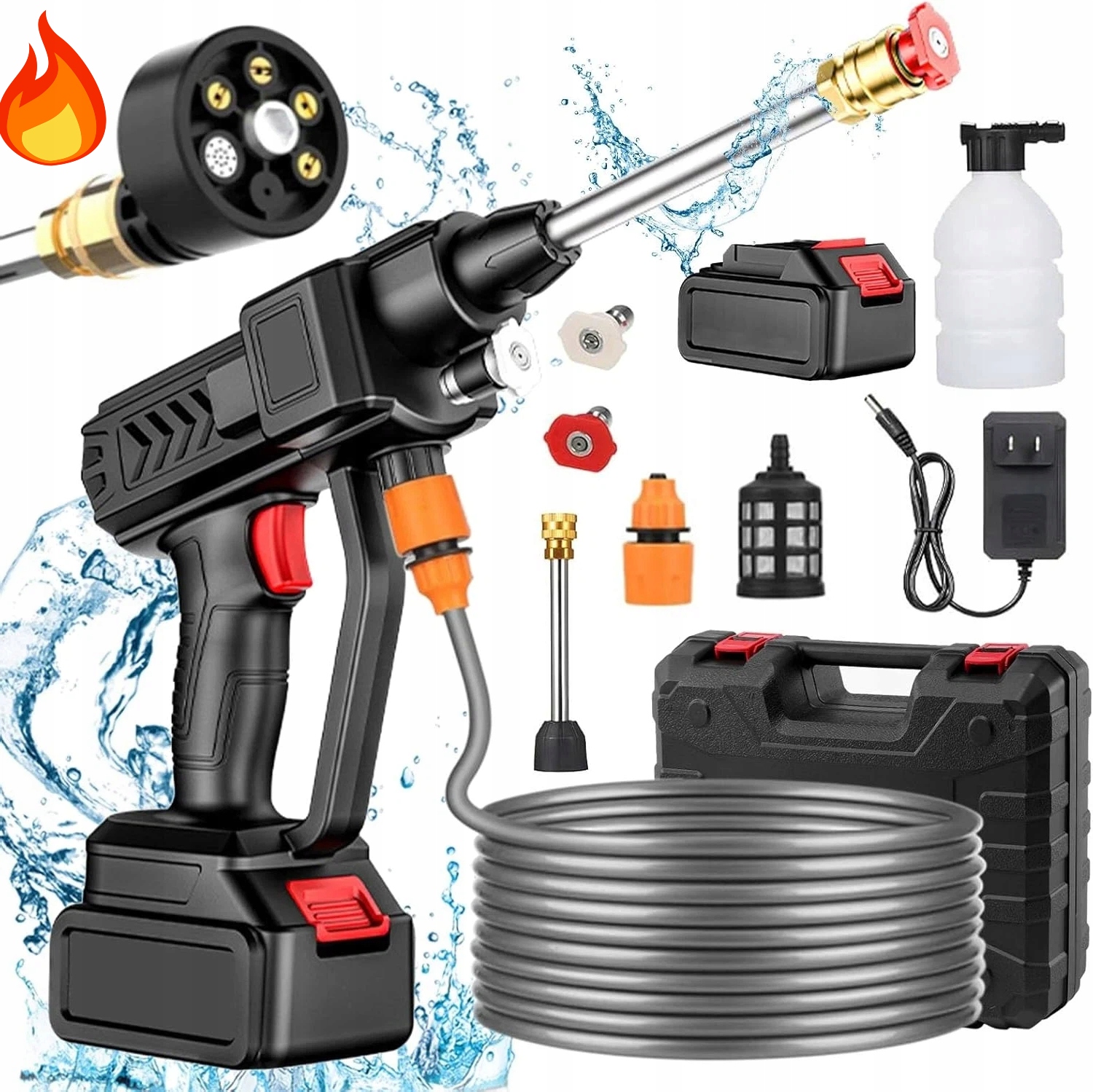 Bezdrátová Akumulátorová Myčka Do Auta 650W 2X Baterie Kostka Zahrada