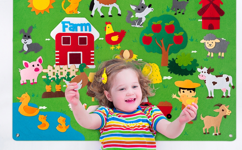 TABLICA MATA EDUKACYJNA Z FILCU PLANSZA DLA DZIECI ZWIERZĄTKA MONTESSORI