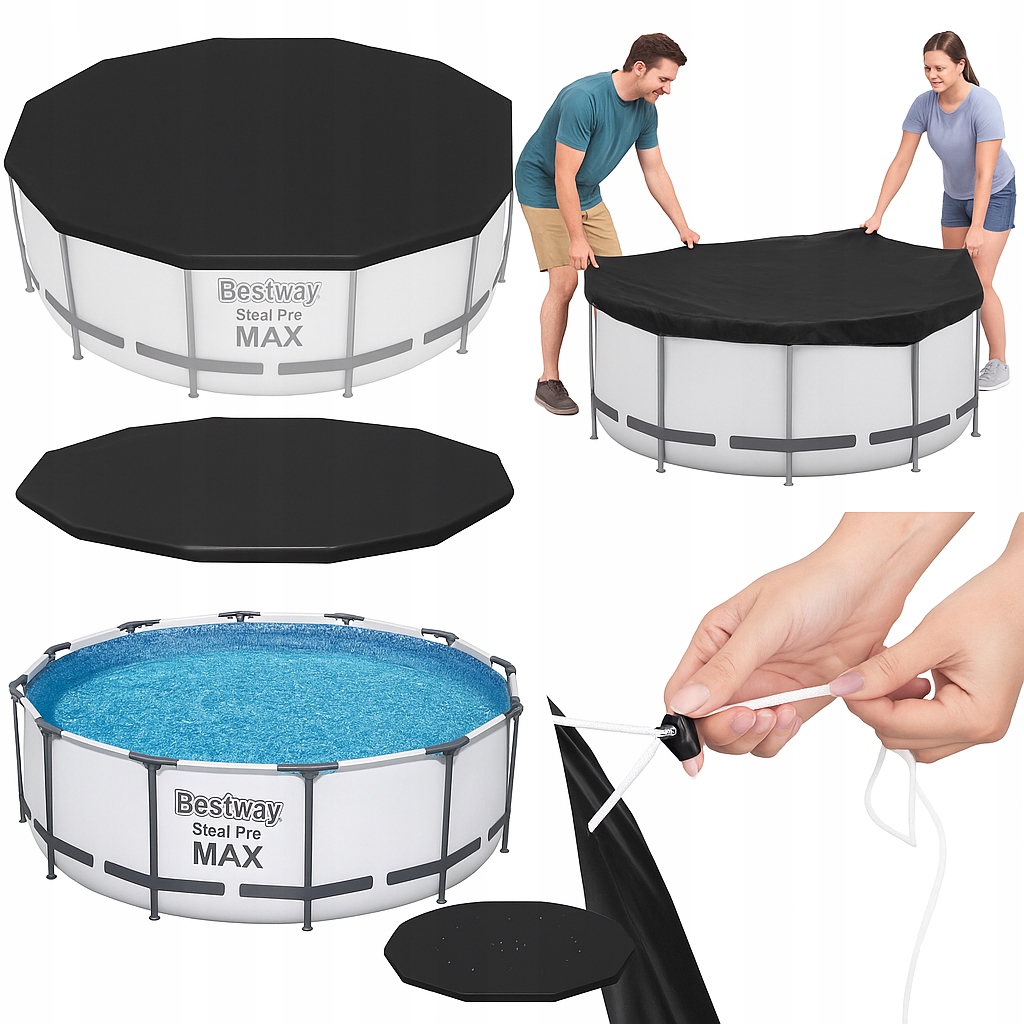 Przykrycie Na Basen Ze Stelażem Plandeka Ochronna Okrągła Srednica 427CM