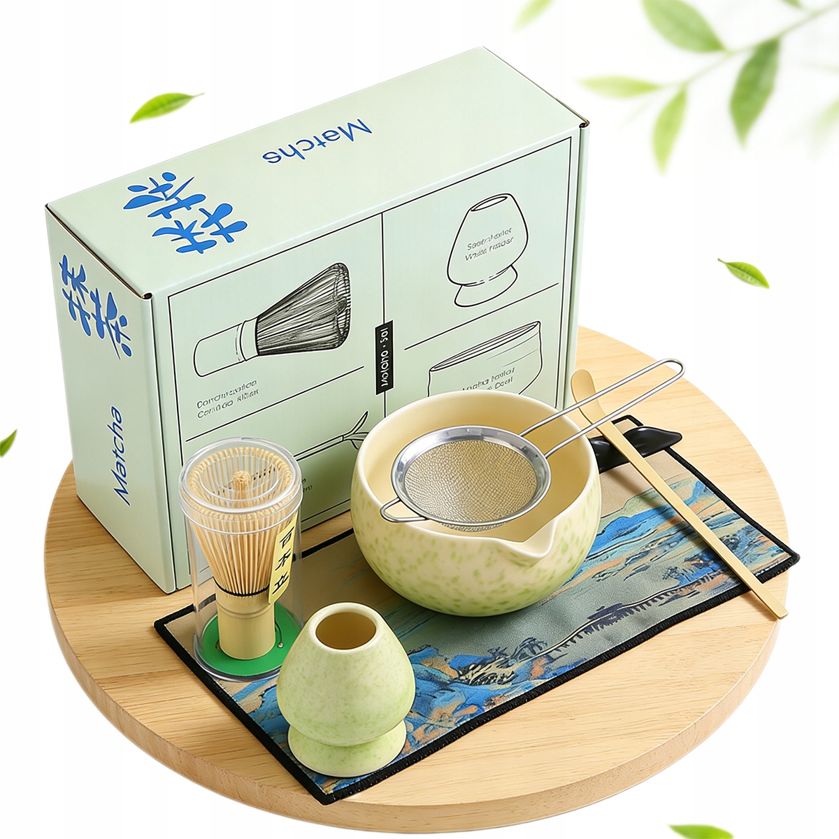Dárková Sada Na Čaj Matcha Metla Podstavec Lžička 7v1 Sansui