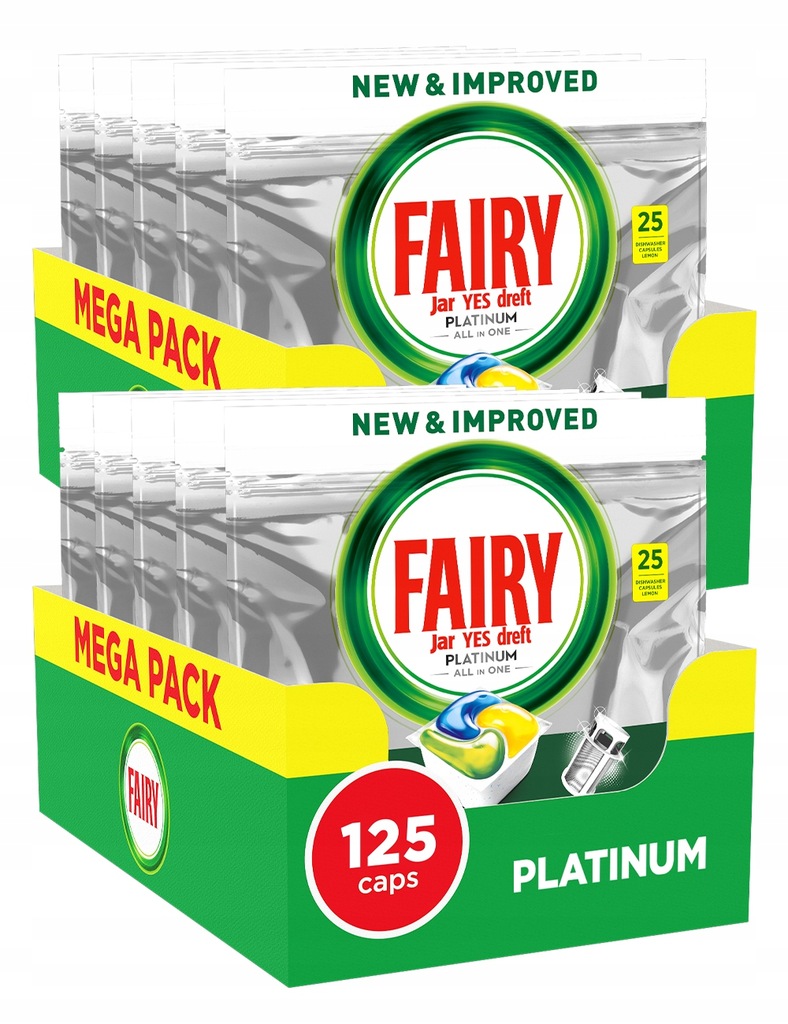 Levně Kapsle Do Myčky Nádobí Fairy Platinum Lemon 250 Ks Citronové Tablety