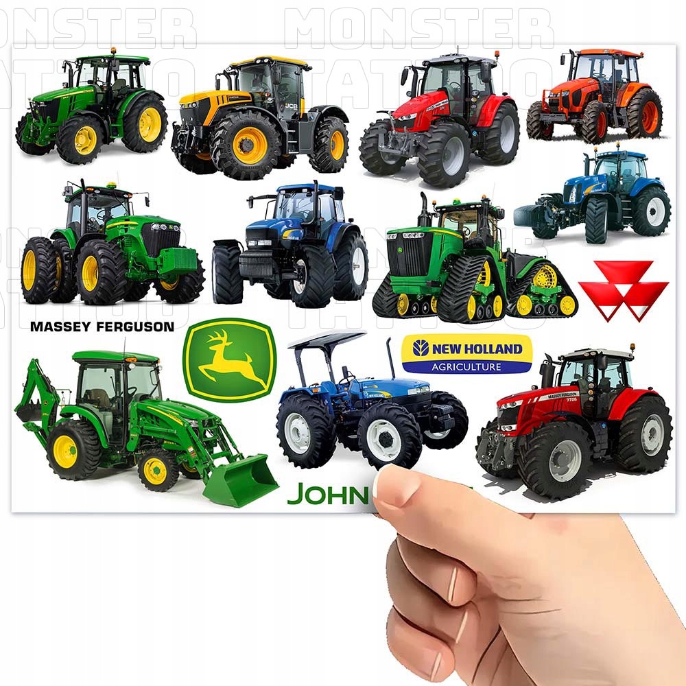 TATUAŻE ZMYWALNE TYMCZASOWE DLA DZIECI DZIECIĘCE TRAKTORY WZORY ORYGINALNE Typ naklejka