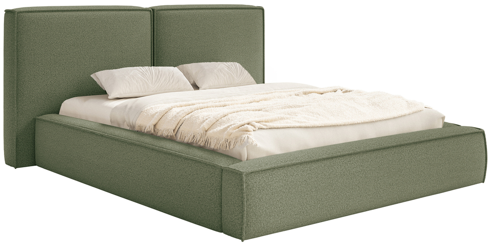 Čalouněná postel 180 x 200 cm Tilves s úložným prostorem, olivová, boucle