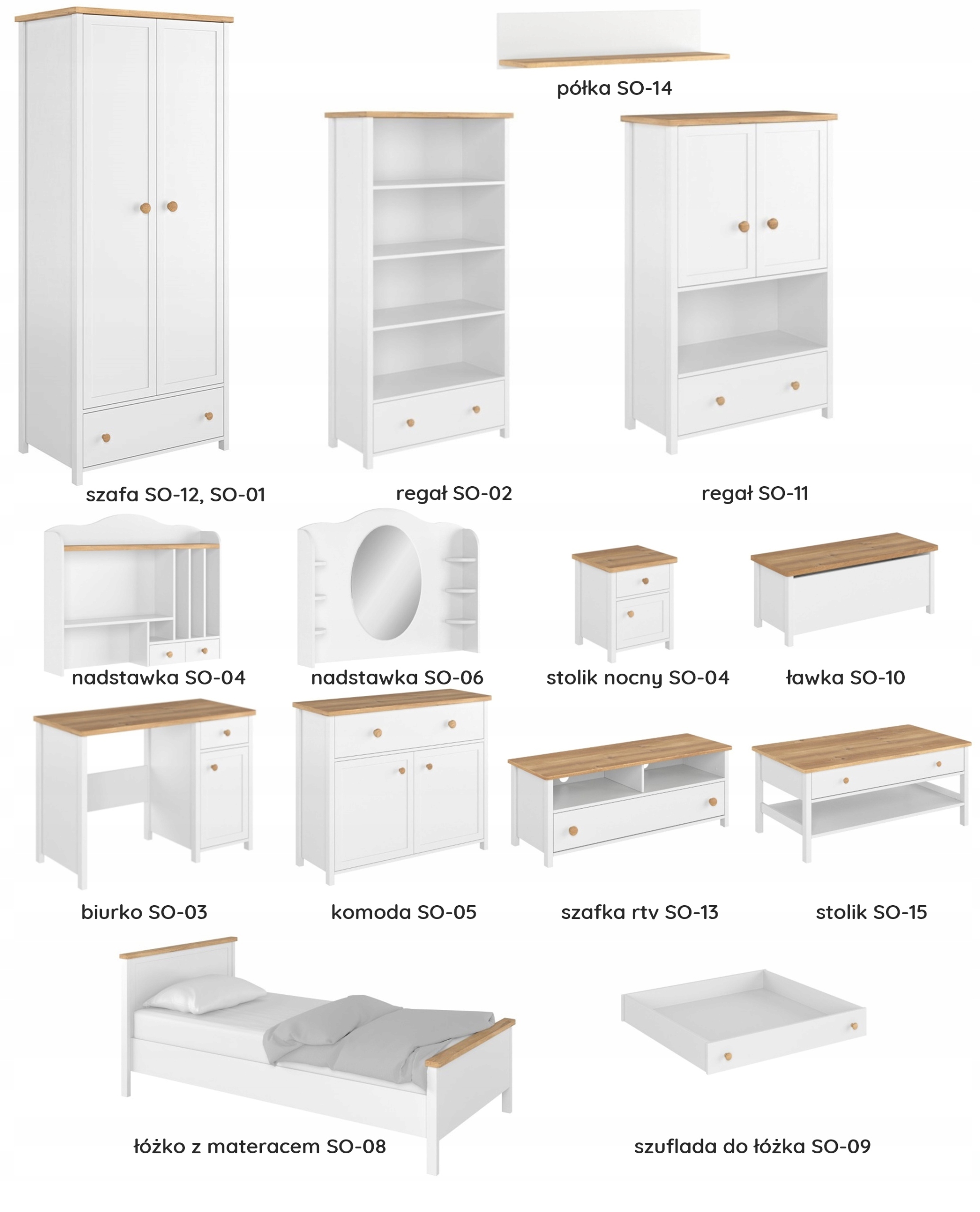 SZAFA BIAŁA DLA DZIECKA DWUDRZWIOWA boho szuflada młodzieżowa Lenart SO-12 Liczba szuflad 1