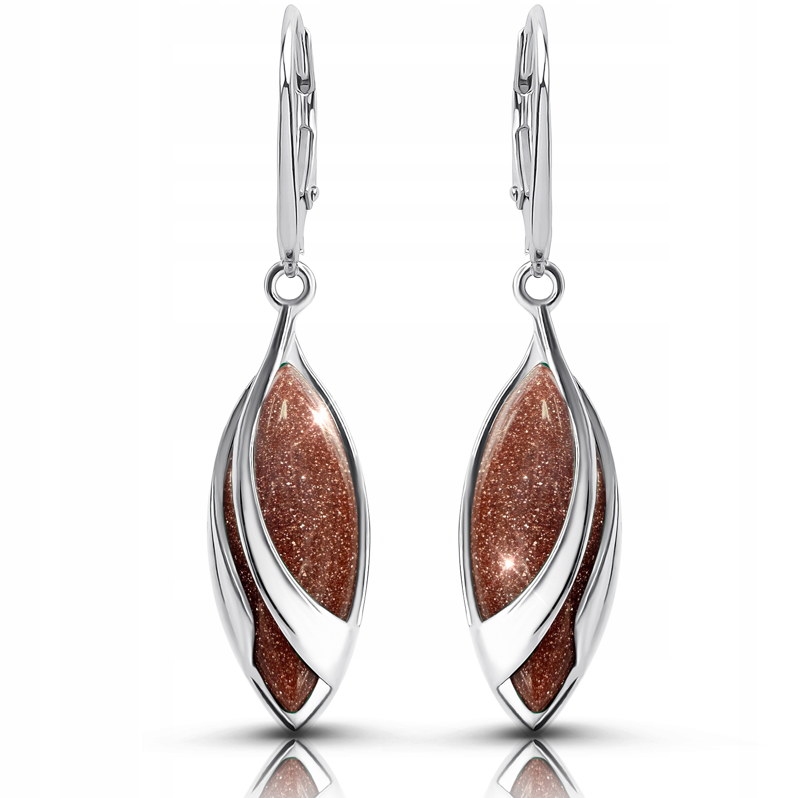 Náušnice pouštní písek stříbrné s pískem závěsné dámské krásné stříbro