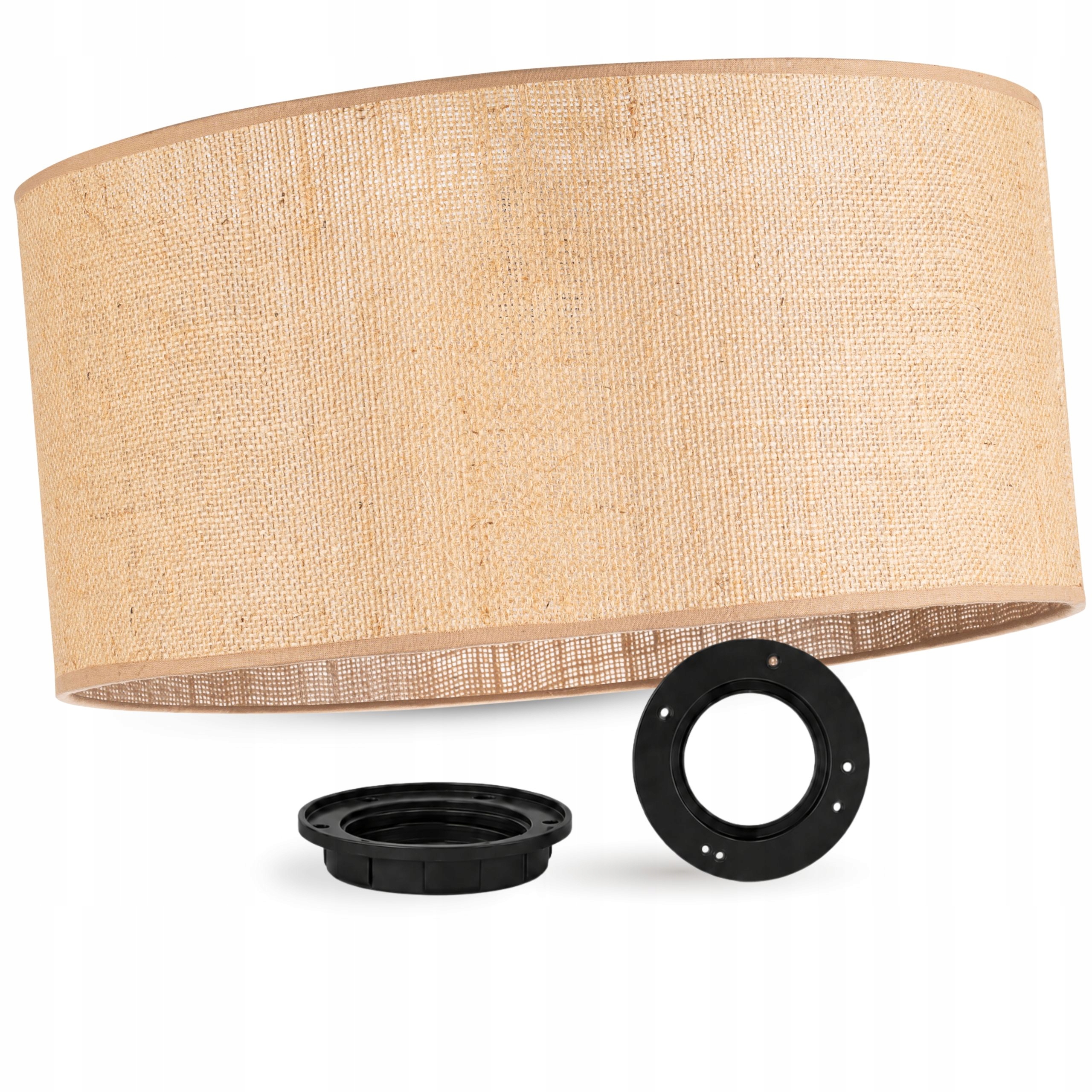 Abażur Boho Rustykalny okrągły walec tuba 50cm Juta beżowy nakrętka E27