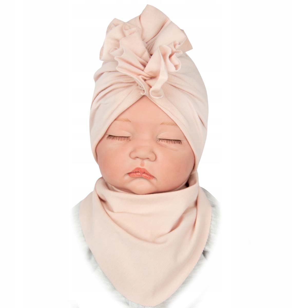 

Komplet Niemowlak Turban Chustka pudrowy róż 40-42