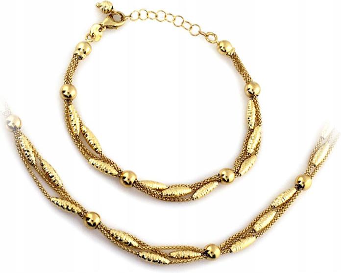 Zlatý komplet 585 s elementárním náramkem 15.45g, elegantní jako dárek 14k