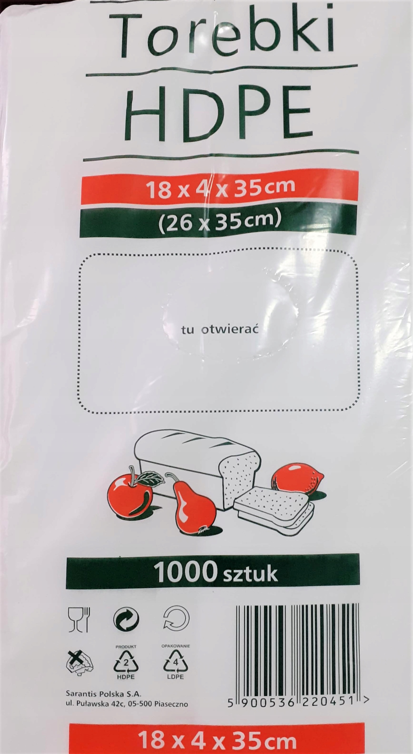 

Torebki Hdpe 18x4x35 Sarantis 1000 szt.