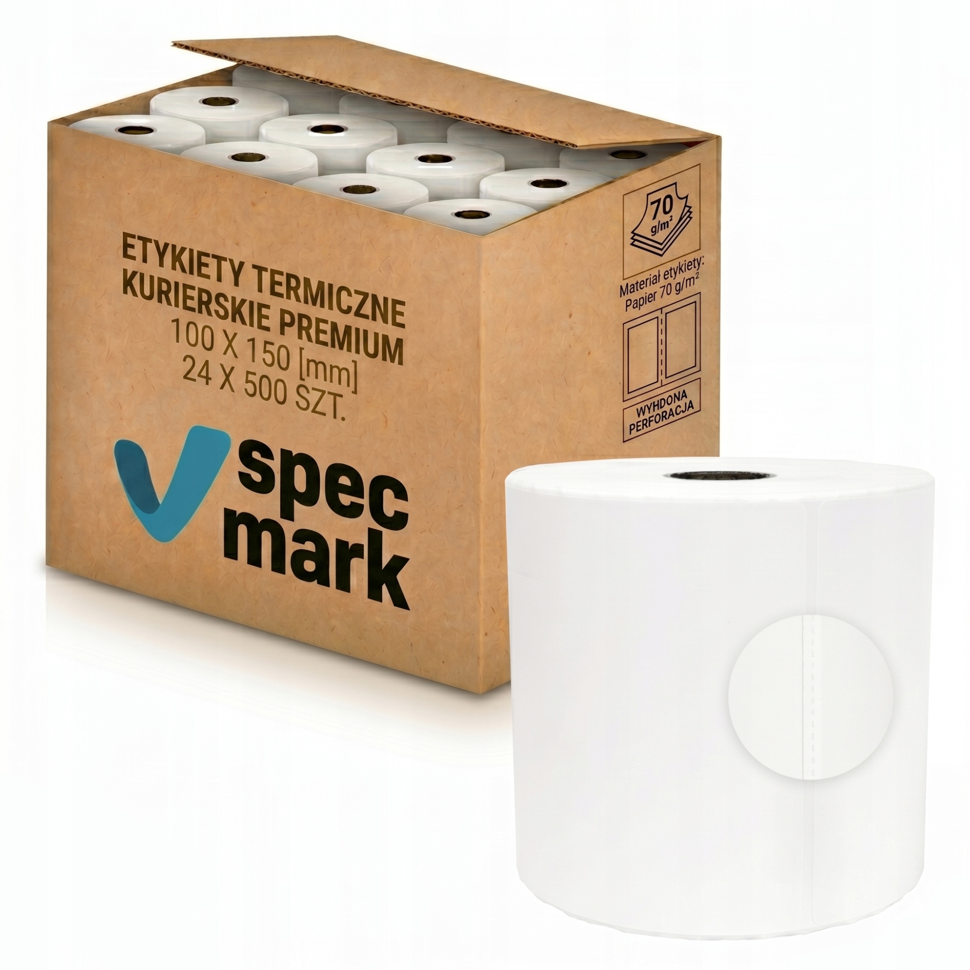 24 x Kuriérske termo štítky Premium 70 gms 100x150 mm x500 Zebra Godex