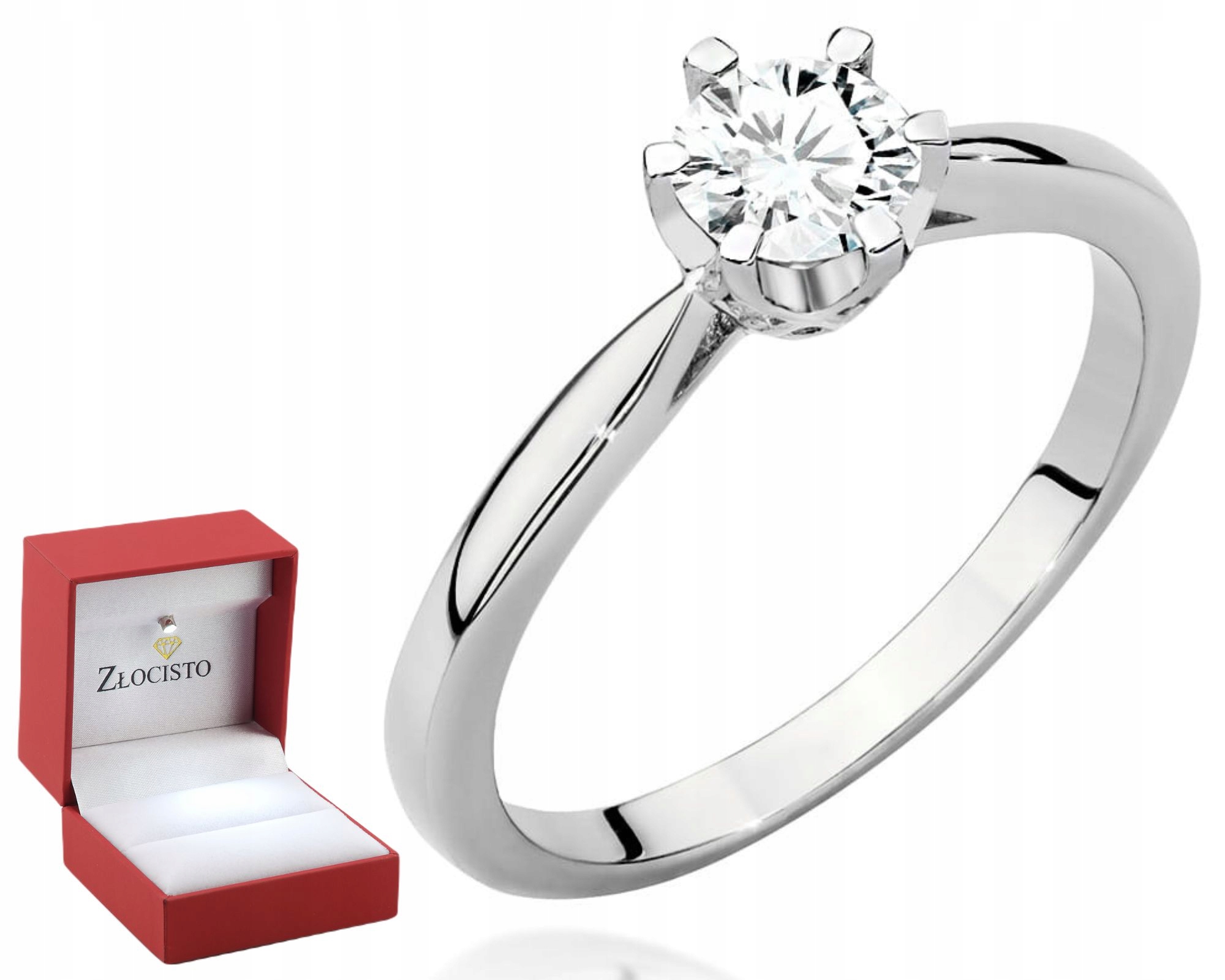 Bílý Zlatý Prstýnek S Diamantem Gravírování 585 Bonus Dárek