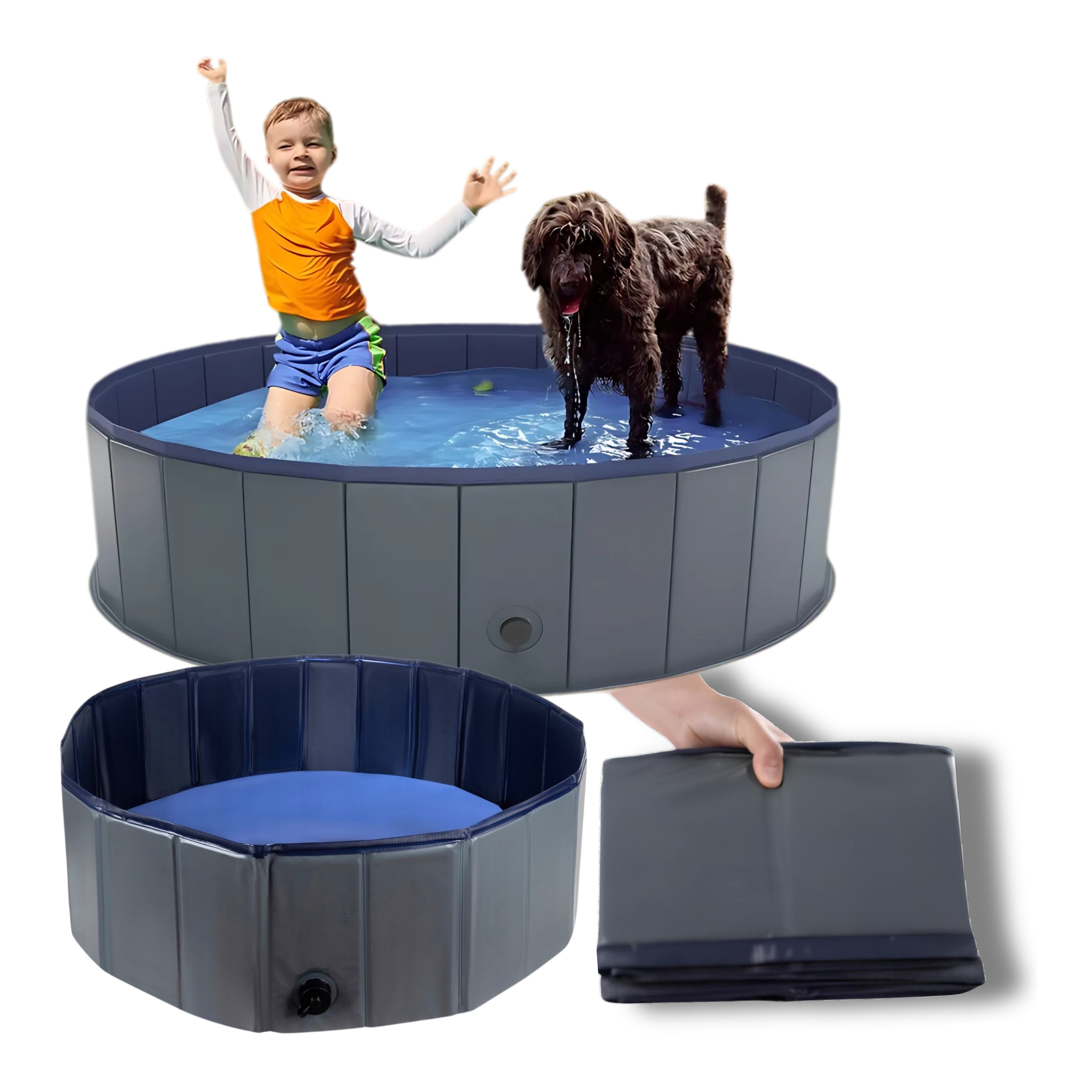 Levně Bazén pro Psa skládací Zahradní zvířata velký na mytí Ochlazení 100 x 30 cm