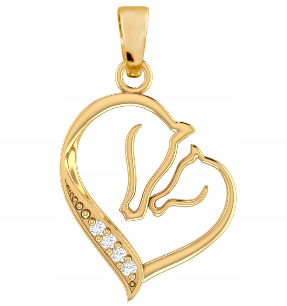 Zlatý Přívěsek Srdce S Koněm PR.585 Srdíčko Kůň