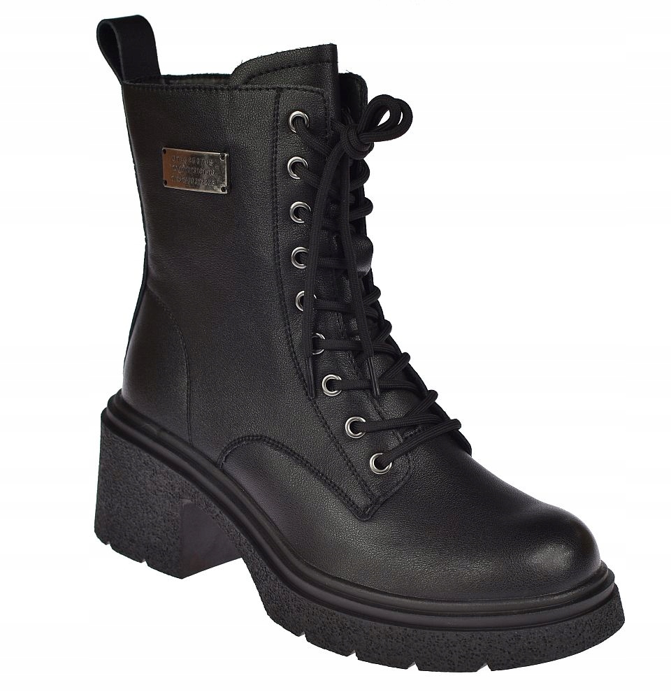 Dámské kotníkové boty kožené vysoké na zip JK/B-3-124 bk zateplené vel 38