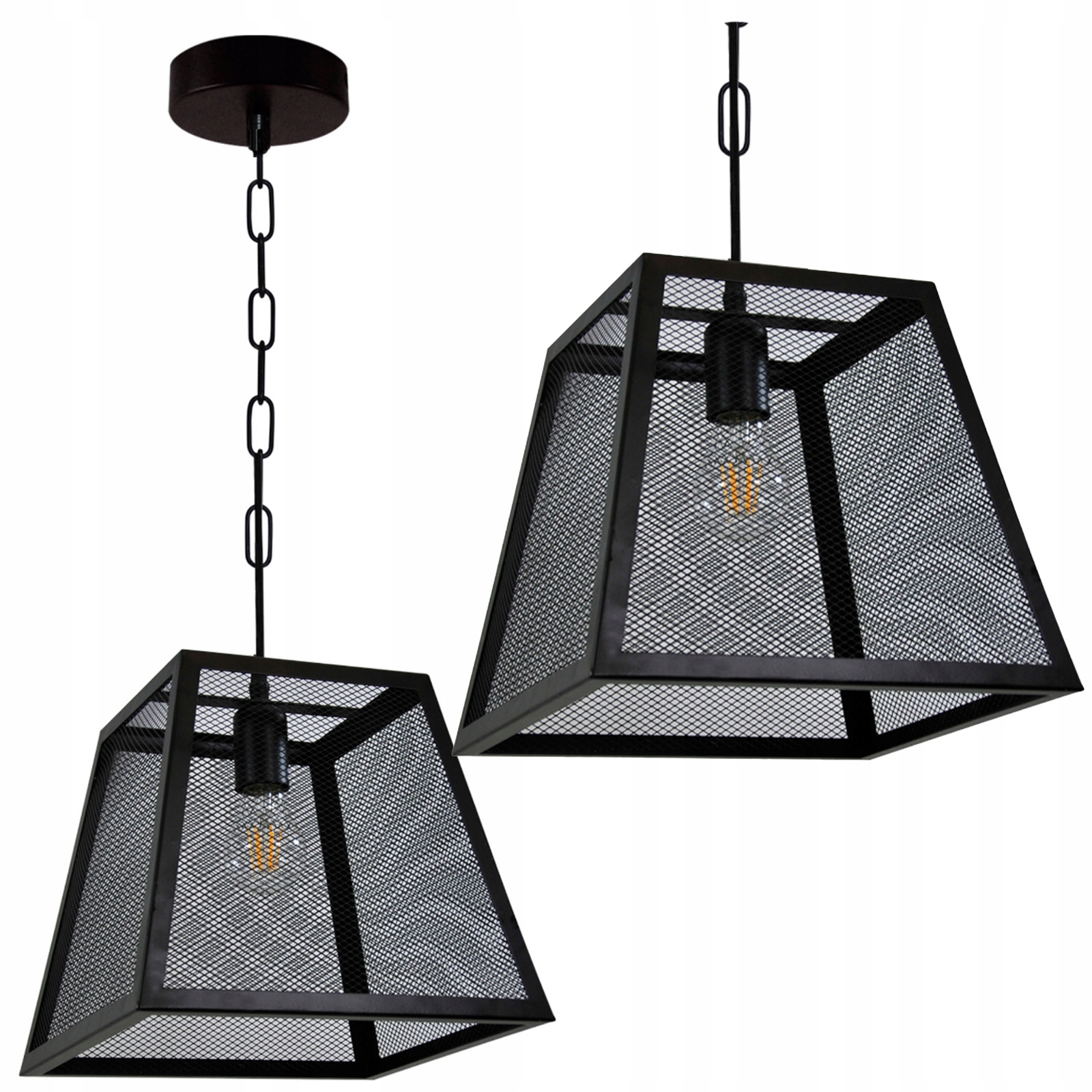 Závěsné Stropní Svítidlo na řetězu Kovový lustr E27 Černá Madeira