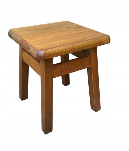 Taboret sosnowy mały kwadratowy prosty dąb