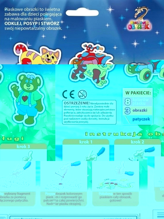 Piaskowe obrazki -Pakiet 2 (miś, kotek, quad) 6124