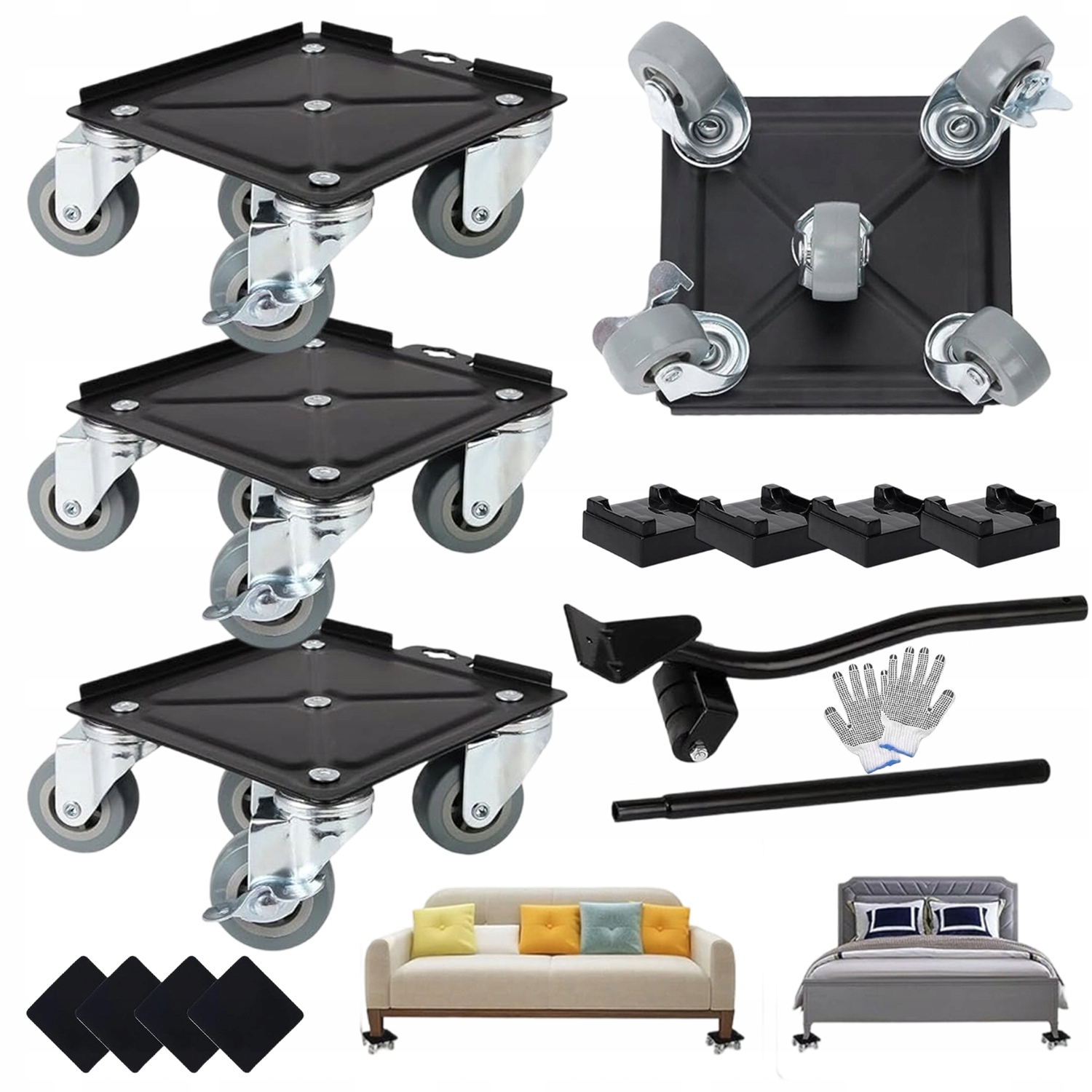 4 Transparentní Válečky Ocel Uhlíková Rotace 360° Pro Dům Skladu Obchodu