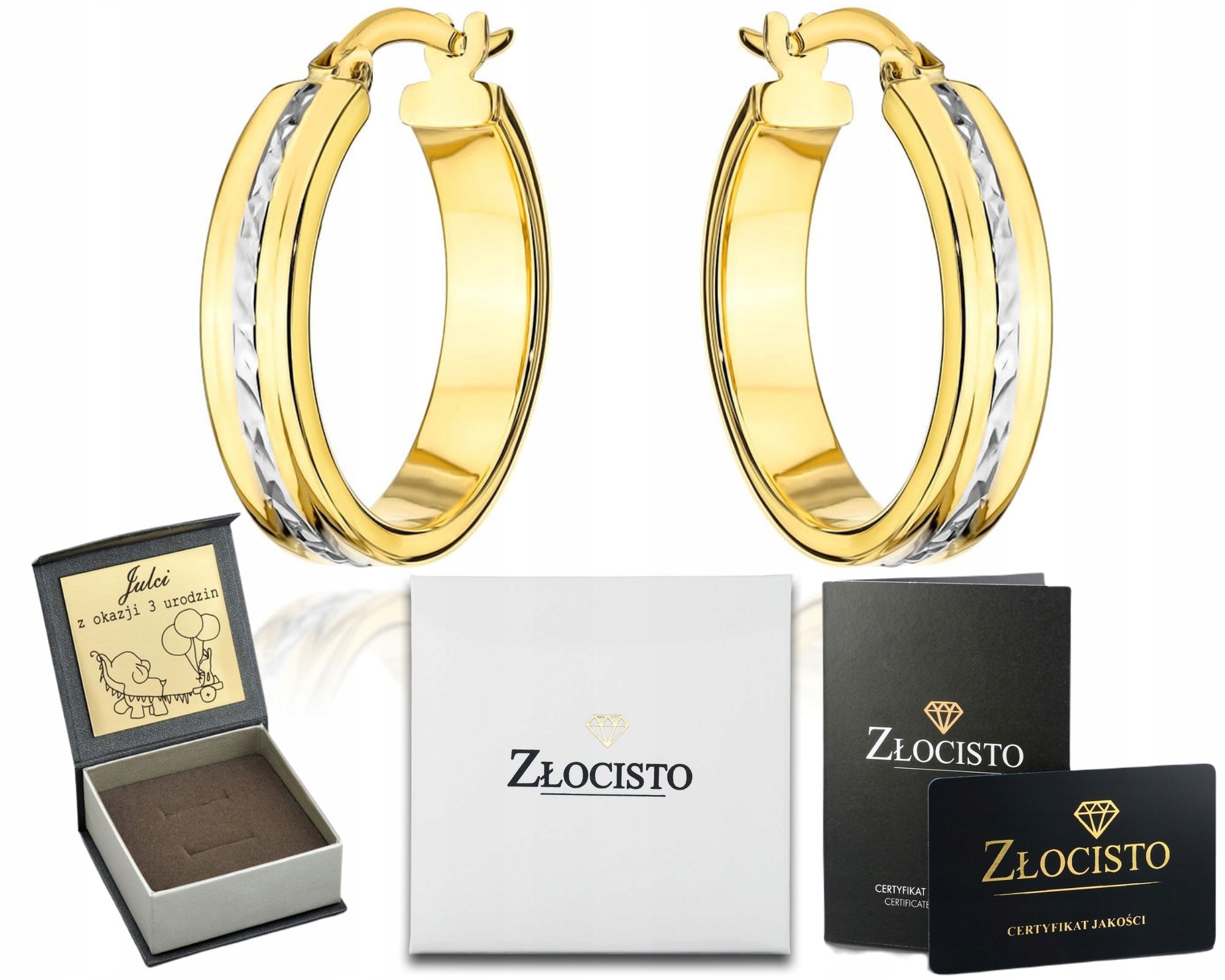 Zlaté Náušnice Kolečko 28 MM Diamantové 585